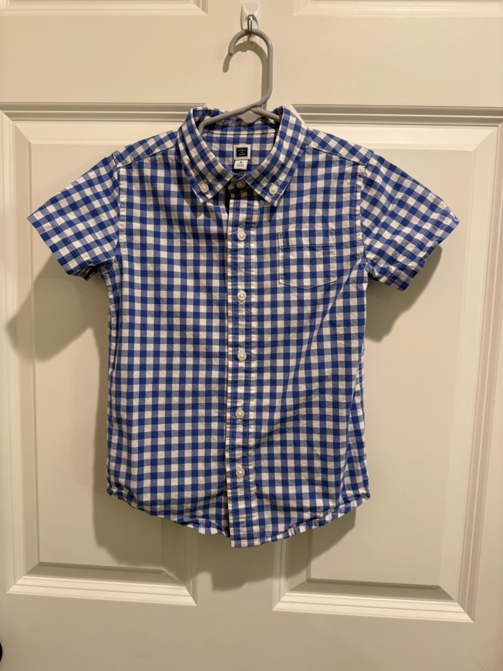 Janie and Jack Size 6 Blue and White Gingham Button-Up Shirt